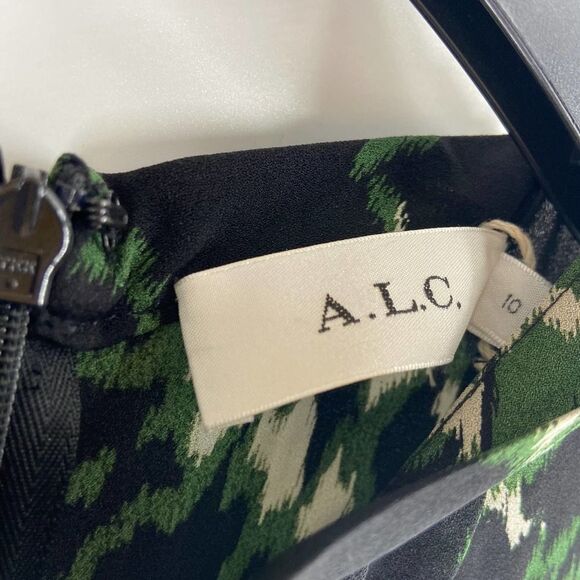 ALC black green ikat high neck tank midi dress - Picture 4 of 8